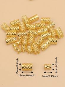 Conjunto de 50 peças de Anéis de Cabelo Misto, Anéis de Tranças de Cabelo em Dourado e Prata com Clipe. Abraçadeiras de Cabelo e Decoração/ Acessórios para Tranças de Cabelo Dreadlock