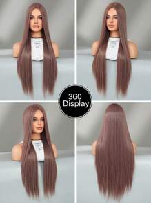 7JHH WIGS 紫棕色超长假发 32 英寸直发合成假发中分服装假发适合时尚女性派对角色扮演使用耐热人造纤维 - 紫色 - 查看 5