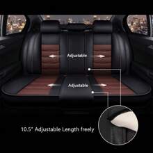 5 Seat Car Seat Covers Faux Leather Seat Covers Full Set Waterproof Universal For Car Sedan SUV Truck Front & Rear Seat Cushion Protector With Back Big Storage Bag - Nâu đen - Xem 3