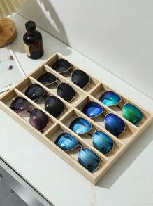 1 Peça Caixa de Armazenamento de Óculos de Grelha Múltipla de Madeira Natural, Bandeja Organizadora Multiuso de Jóias para Mesa, Bandeja de Exposição de Armazenamento de Óculos para Vitrine de Loja, Bandeja de Comercialização, Chá de Revelação de Gênero, Perfeito para Aniversários, Casamentos, Festas, O Presente Perfeito para Colegas, Amigos e Família, Volta às Aulas