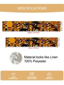 1入組非洲婦女大象和長頸鹿亞麻桌旗，適用於婚禮宴會裝飾，室內/室外家庭聚會/房間裝飾禮品，咖啡桌/鞋櫃/餐桌杯墊/蓋子 - 彩色 - 查看 4