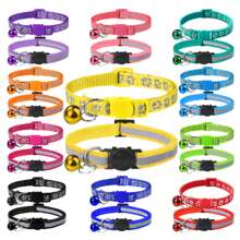 2 Stücke aus Polyester Haustierhalsbänder, eines mit Pfotenabdruckmuster und eines reflektierend gestreift, geeignet für kleine und mittelgroße Katzen und Hunde, für den Innen- und Außengebrauch geeignet - Verschiedenfarbig - Übersicht 11