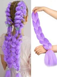 Pack Of 1 Large Braiding Hair 24Inch Suitable For Women Cosplay Braided Wear Dark Pink Colour Fashion Synthetic Hair Crochet Hair Extensions Useful And Deft High Temperature Hair Woven Hair Extensions For Halloween And Christmas New Year Carnival Music Festival