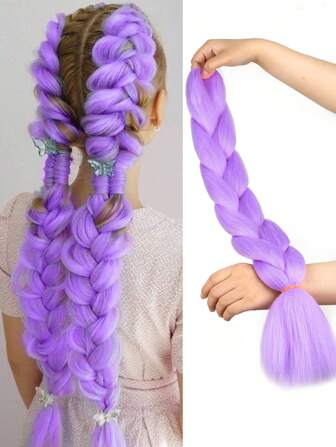 Paquete de 1 extensión de cabello trenzado grande de 24 pulgadas apto para mujeres, color rosa oscuro, cabello sintético de moda para crochét, útil y hábil, extensiones de cabello tejido resistentes a altas temperaturas para Halloween, Navidad, Año Nuevo y festivales musicales