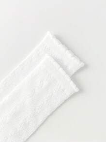 1pair Summer Mesh Children's Knee-High Socks, Breathable And Simple Outdoor Wear Calf Socks - White - View 4