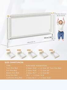 Baby Bed Rail Guard For Toddlers Rails For Twin, Full, Queen Bunk Size Bed Swing Down Bedrail Extral Tall Child Safety Side Railing Guards For Kids - Grey - View 5