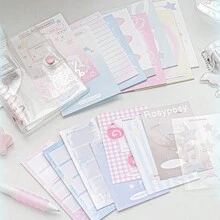 Rosyposy Libreta de diario de 70 hojas con encuadernación de 1 pieza con página interior de color, mini libro de bolsillo portátil con cubierta de PVC transparente linda, viene con pegatinas y etiquetas adhesivas - Multicolor - Ver 8