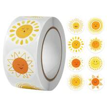 500pcs/Roll Creative Sun Face Expression Stickers Back To School