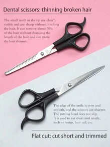 4-Piece Hairdressing Tool Set, Including Barber Scissors, Thinning Shears, Straight Scissors, Hairdressing Apron, Hairdressing Care Set, Adult Barber Clothes, Scissors Apron, Hair Dryer, Comb Pattern Hairdressing Cloth, Hair Salon Hairdressing Shoulder Cloth, Can Be Used By Children, The Elderly, Women, Men And Girls, - Black - View 8