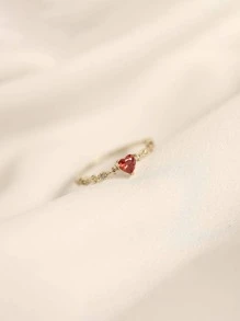 1枚祖母绿红宝石戒指，女士S925纯银永恒戒指，精美珠宝礼品 - 金色 - 查看 3