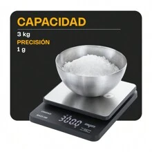 RHINO Báscula de Precisión 3kg/0.1g, Acero inoxidable, Pantalla LED, Mide en fl´oz, g, ml, Ib:oz, Baterías incluidas, BACI-3M - Negro - Ver 6