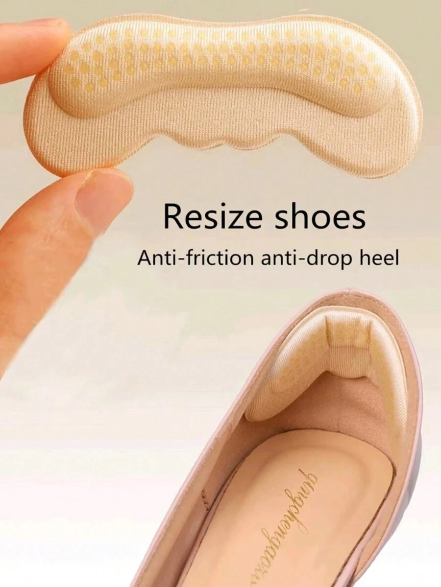 Almohadillas para talones de zapatos, resistentes al desgaste y que reducen la talla del zapato, 1 talla talla grande pequeña - Beis - Ver 1