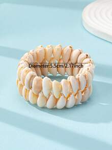 1 件夏季度假海滩贝壳弹力手链（女士款） - 白色 - 查看 3