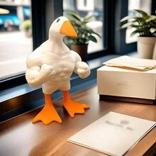 1pc Novelty Funny Creative Muscle Duck Decoration For Garden Table Home Resin Crafts Gift - White - View 3