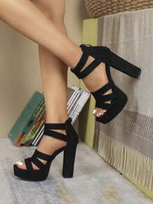 Women's Super High Chunky Heel Platform Roman Sandals, Fashionable For Parties And Daily Wear