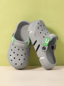 夏季童鞋中空設計，簡約輕盈舒適沙灘涼鞋，時尚耐用防滑童鞋中空鞋（中到大童碼） - 灰色 - 查看 6