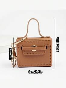 1 pezzo Borsellino portamonete portachiavi con puzzetta Carina e supporto per cuffie, Borsa portachiavi a forma di quadrato piccolo e creativo, portamonete da viaggio, regalo portachiavi, pendente per zainetto, regalo per uso quotidiano delle Donne - Multicolore - Visualizzare 3