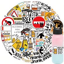 50 Cartoon Fun Beer Fashion Stickers For Customizing Water Bottles, Laptops, Skateboards, Guitars, And More - Easy To Peel Off, Detachable, And Reusable - Adding Color To Your Personal Items