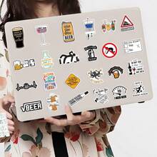 50 Cartoon Fun Beer Fashion Stickers For Customizing Water Bottles, Laptops, Skateboards, Guitars, And More - Easy To Peel Off, Detachable, And Reusable - Adding Color To Your Personal Items