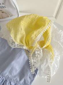 1pc White French Style Lace Triangle Headscarf, Sweet Girl Vibe & Vintage Silk Scarf, Perfect For Summer Vacation & Photoshoot Decoration Bandana,Hair Band,Head Band Ideal For Dressing Up Your Look Valentine's Day Valentines - Multicolor - View 8