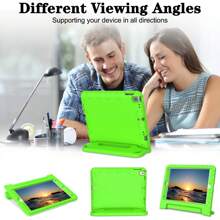 军工防摔防震 EVA 保护壳，内置屏幕保护膜，防震手柄支架，兼容 iPad 2nd/3rd/4th/5th/6th/Air 2[9.7"]7th/8th/9th[10.2"]10th/Air 4[10.9"]Mini 6th[8.3"] Gen 2023 2022 2020 和三星 Galaxy Tab A7 LITE/A9 8.7"/A9+ 11"2023/Tab A8 2022 X200/X205 和 Onn 10.4 Pro 2023/11" Pro 2023/7.0" 2022 - 綠色 - 查看 4