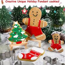 5pcs,Stainless Steel Santa Claus Themed Cookie Mold Set DIY Cartoon Biscuit Cake Cookie Cutter Baking Supplies. - Silver - View 7