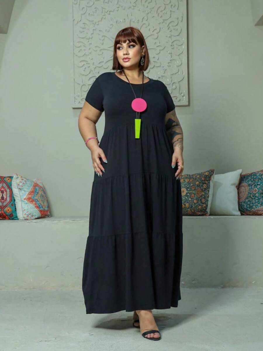 Plus Size Dresses - 黑色 - 查看 1