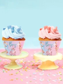 6pcs Gender Reveal Cake Border, Gender Prediction Cake Rim DIY Cake Decoration Around The Edge Insert Party Decor Birthday Party Supplies - Multicolor - View 3