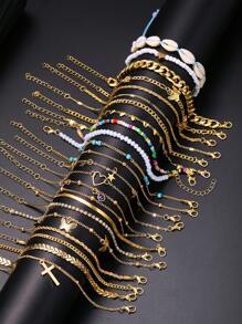 1 pièce Chaîne de cheville mode en métal avec pendentif délicat et rétro en forme de cœur papillon avec perles, strass et franges. Ensemble de plusieurs pièces pour plage, vacances, festival, rendez-vous, cadeau, port quotidien. Saint-Valentin, Mère, Fête des Mères, Cadeau