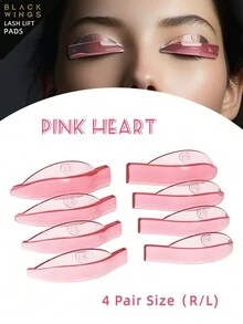 BLACKWINGS 4 对可重复使用睫毛夹套装，带自粘性，包括睫毛烫发垫、硅胶睫毛提升垫、睫毛夹、涂抹器、睫毛辅助工具、睫毛烫发液、可重复使用硅胶睫毛夹、睫毛提升棒、化妆美容工具