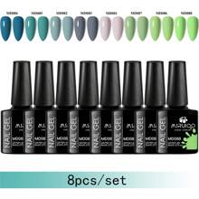 Set/Kit 8 pezzi da 8ml di smalto gel unghie glitterato, serie di colori viola, rosa, marrone, rosso, smalto semipermanente, da immergere, per unghie UV LED, per manicure