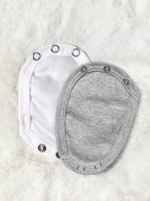 2pcs/4pcs Double-Layer Fabric (Thicker) Extender Panels For Metal-Fastened Baby , Rompers, And Bodysuitsbaby Shower Family Decorations Gifts - White+Gray - View 1