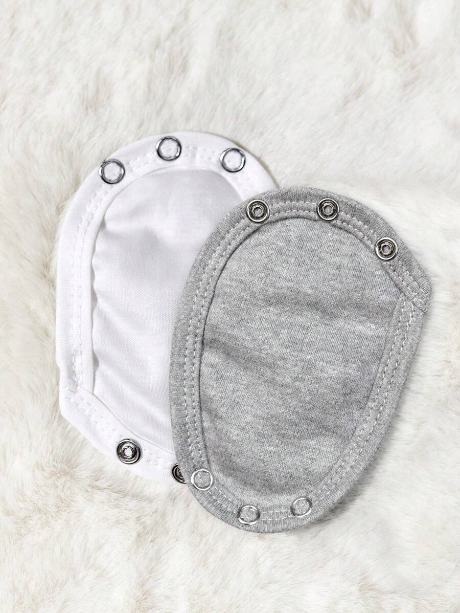 2pcs/4pcs Double-Layer Fabric (Thicker) Extender Panels For Metal-Fastened Baby , Rompers, And Bodysuitsbaby Shower Family Decorations Gifts - White+Gray - View 1