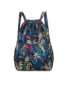 Vibrant Floral Patterned Nylon Drawstring Backpack - Spacious Portable Storage Rucksack With Polyester Lining, No-Closure Design, And Stylish Casual Daypack For Women Outdoor Adventures(Random Pattern) - Multicolor - View 10