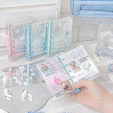 Rosyposy Libreta de diario de 70 hojas con encuadernación de 1 pieza con página interior de color, mini libro de bolsillo portátil con cubierta de PVC transparente linda, viene con pegatinas y etiquetas adhesivas - Multicolor - Ver 2