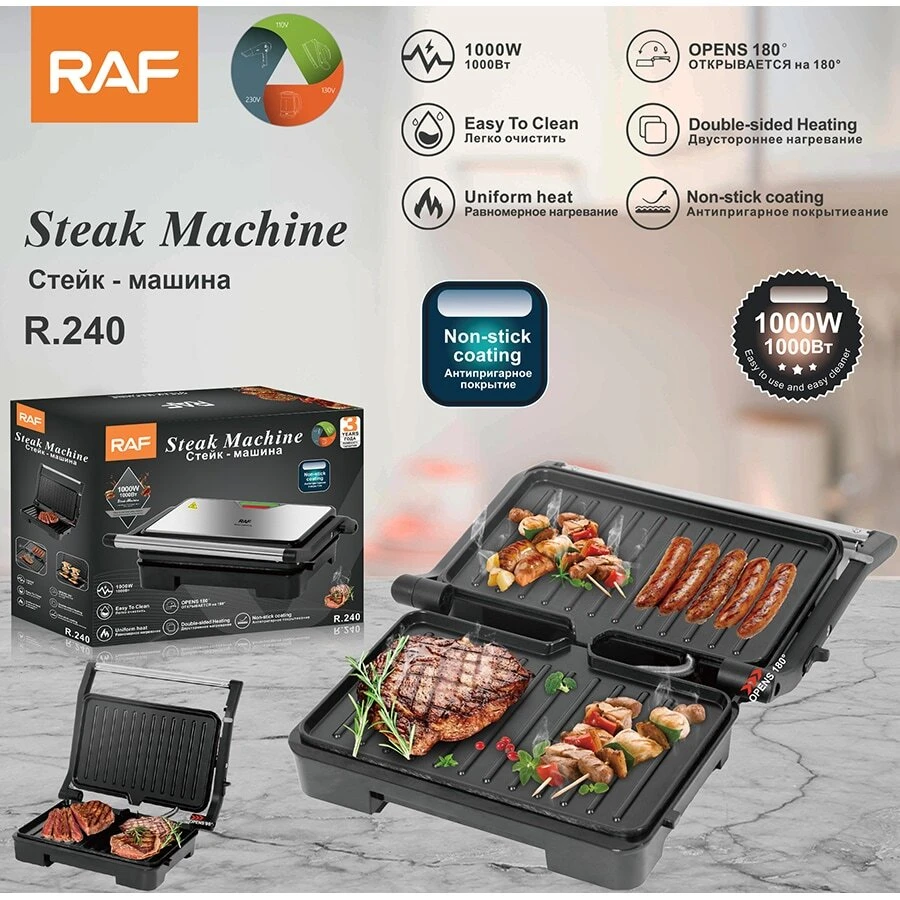 RAF.PARRILLA SANDWICHERA ELECTRICA,SANDWICHER,máquina para cocinar bistec - Negro - Ver 1