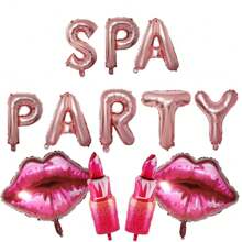 40 piezas Decoraciones de fiesta con tema de spa, globos con decoración de labiales adecuados para fiesta de spa y belleza - Multicolor - Ver 4