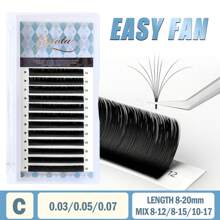 Extensões de cílios Gorota Super Soft Blomming Lashes Easy Fan Mega Volume Fans 8-20mm Todos os Tamanhos Suprimentos de Cílios para a Beleza dos Olhos - C - Visão 1