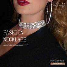 Cklace Silver Chokers Crystal Layered Necklaces Sparkly Prom Party Collar Ne - Silver - View 7