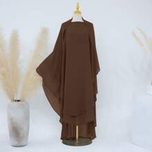 Khăn trùm đầu bằng vải voan hai lớp nâng cấp một màu trơn, phụ kiện abaya thời trang và khăn che mặt dài thanh lịch cho trang phục dự tiệc hàng ngày, khăn trùm đầu mềm mại, quần áo che mặt - Nhiều màu - Xem 19