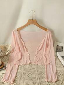 1 pieza Chaqueta de malla transparente anti-UV para mujer para vestido ligero con tirantes, cubierta de chifón sin mangas