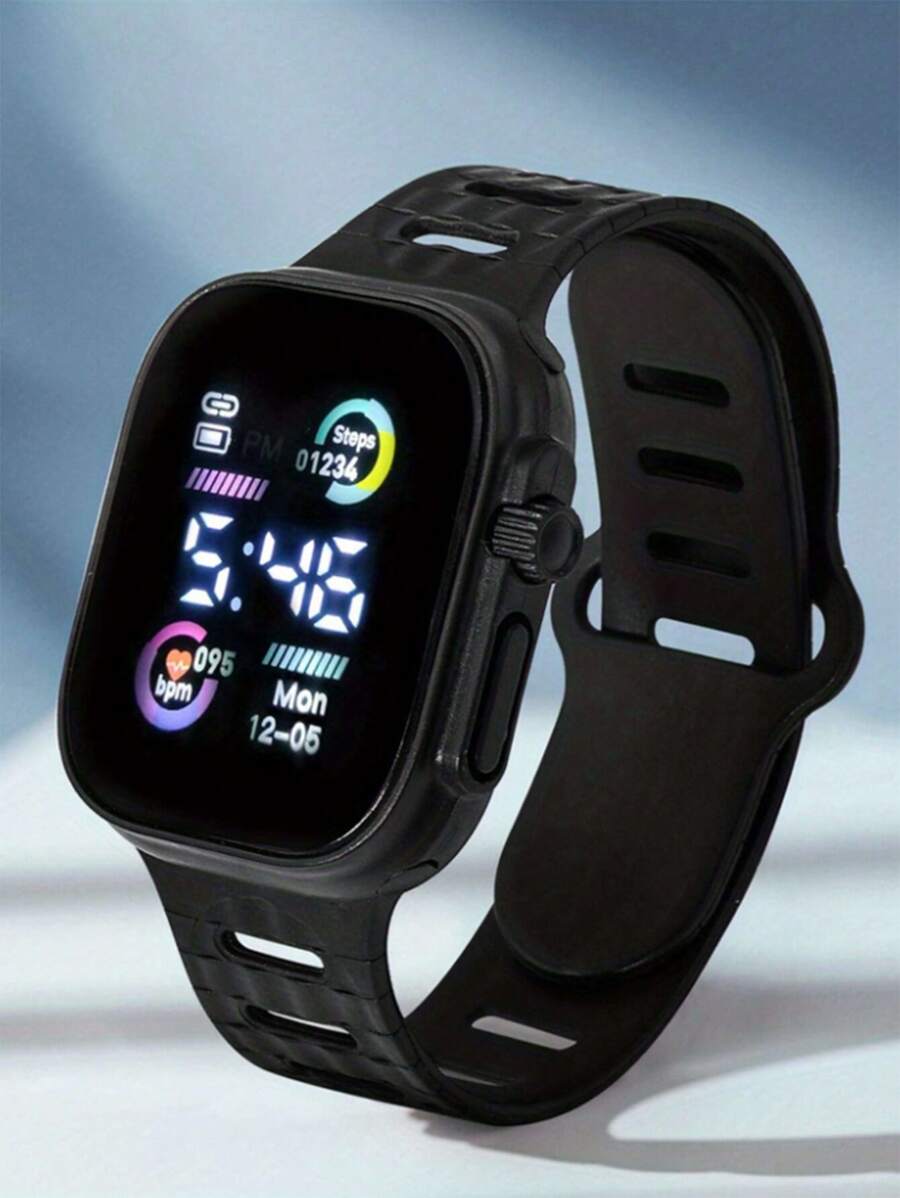 1pc Sports Leisure Square Dial Running Boy's And Girl's Students Electronic Watch, Suitable For Daily Use