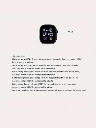 1pc Sports Leisure Square Dial Running Boy's And Girl's Students Electronic Watch, Suitable For Daily Use view 5