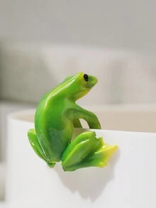 1入組青蛙小型花園裝飾品，適用於小型景觀、盆景和水族箱 - 適用於海洋主題家飾和DIY項目，盆式裝飾吊墜 - 園藝景觀設計 - 露台花盆裝飾工藝品 - 綠色 - 查看 2