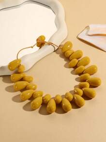 1pc Elegant Teardrop Beaded Acrylic Necklace For Women