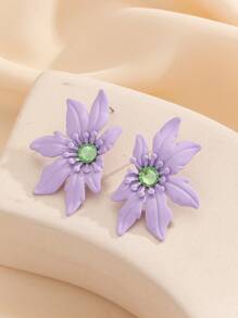 1 Pair Symmetrical Flower Stud Earrings For Women
