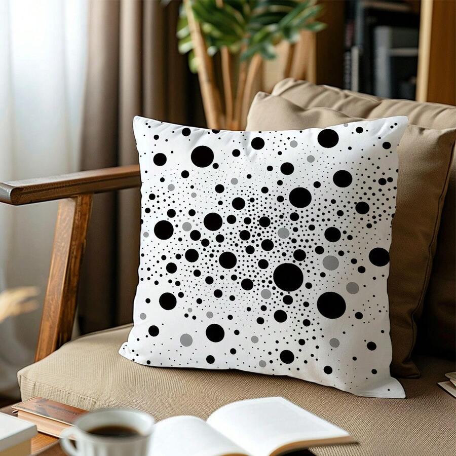 1入組17.7*17.7英寸(45*45cm)流行的圓點系列枕套，製造於桃皮材質，適用於日常或家居高端極簡風格裝飾，客廳、臥室、沙發、藝術、設計感、氛圍、藝術感 - 彩色 - 查看 1