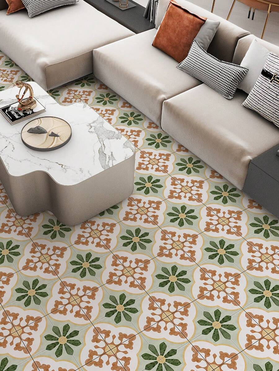 12 piezas de adhesivos de suelo estilo vintage marroquí, autoadhesivos, resistentes al agua y al deslizamiento, extraíbles, que se pueden usar para decoración de piso, pared, gabinete, escritorio en sala de estar, dormitorio, cocina y baño, disponibles en tres tamaños: 15 x 15 cm / 20 x 20 cm / 30 x 30 cm, pegatinas, calcomanías de pared, calcomanías de vinilo para decoraciones del hogar, elementos decorativos primaverales para renovar su hogar, pegatinas de decoración Rama