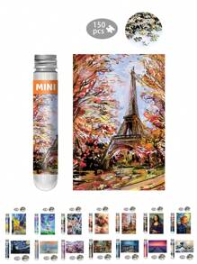 1pc Mini Test Tube Packaging Thick Paper Jigsaw Puzzle, Cartoon Style DIY Flat Puzzle Game Mini Blue Card Puzzle Suitable For Birthday Gifts, Can Be Placed In Frame For Decoration And Memory Collection - Lavender - View 5