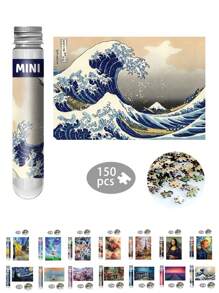 1pc Mini Test Tube Packaging Thick Paper Jigsaw Puzzle, Cartoon Style DIY Flat Puzzle Game Mini Blue Card Puzzle Suitable For Birthday Gifts, Can Be Placed In Frame For Decoration And Memory Collection - Lavender - View 6